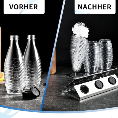 Bottle Drain Drying Rack 304 Stainless Steel Silicone Pad Silver 3 Holes Soda Bottle Drying Rack for Home V1294-YM0523-3118220075811