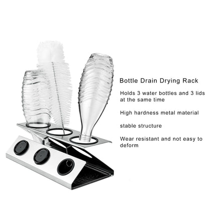 Bottle Drain Drying Rack 304 Stainless Steel Silicone Pad Silver 3 Holes Soda Bottle Drying Rack for Home V1294-YM0523-3118220075811