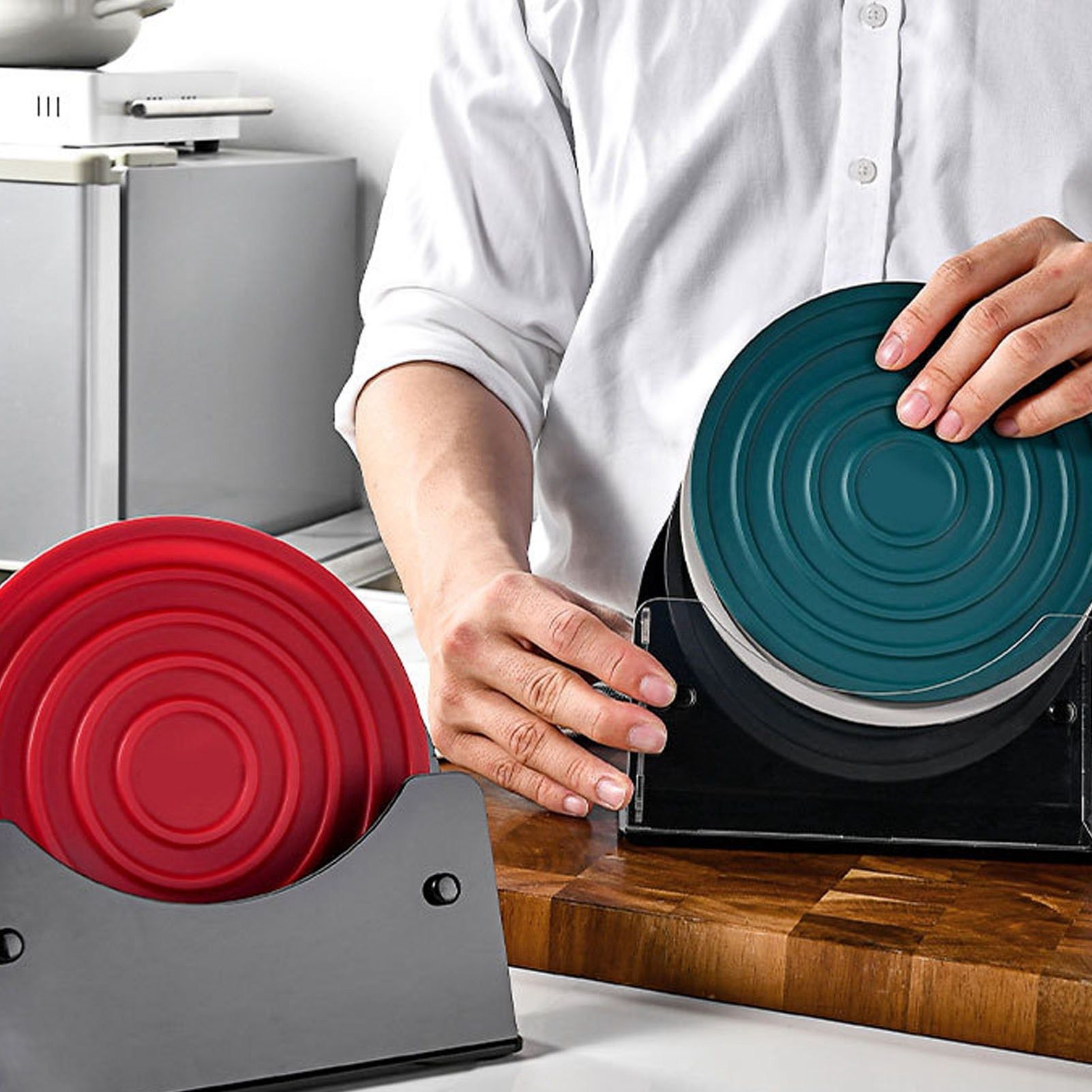 Round Placemat Holder Heat Resistant Easy Cleaning Durable Plastic Nonslip Mat Base for Table Kitchen Black V1294-YM0523-3118220075912