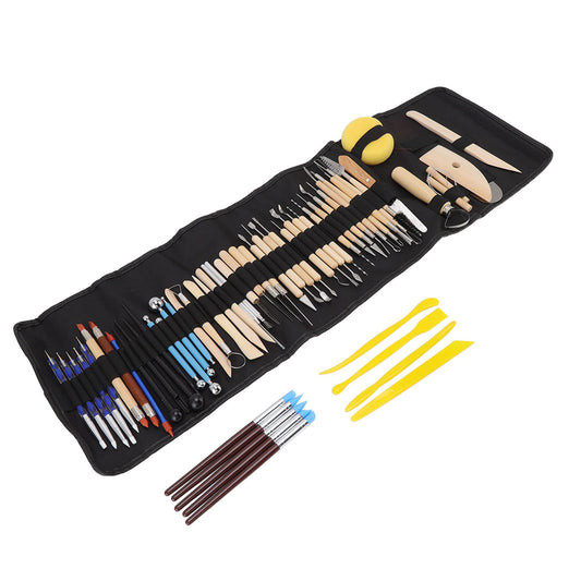 61Pcs Polymer Clay Sculpting Tools Exquisite Versatile Clay Carving Tools with Canvas Bag for Beginners Expert V1294-YM0523-3118220076211