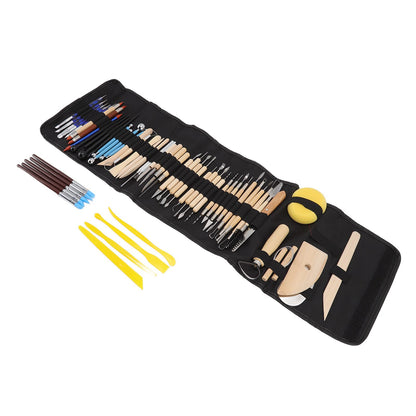 61Pcs Polymer Clay Sculpting Tools Exquisite Versatile Clay Carving Tools with Canvas Bag for Beginners Expert V1294-YM0523-3118220076211