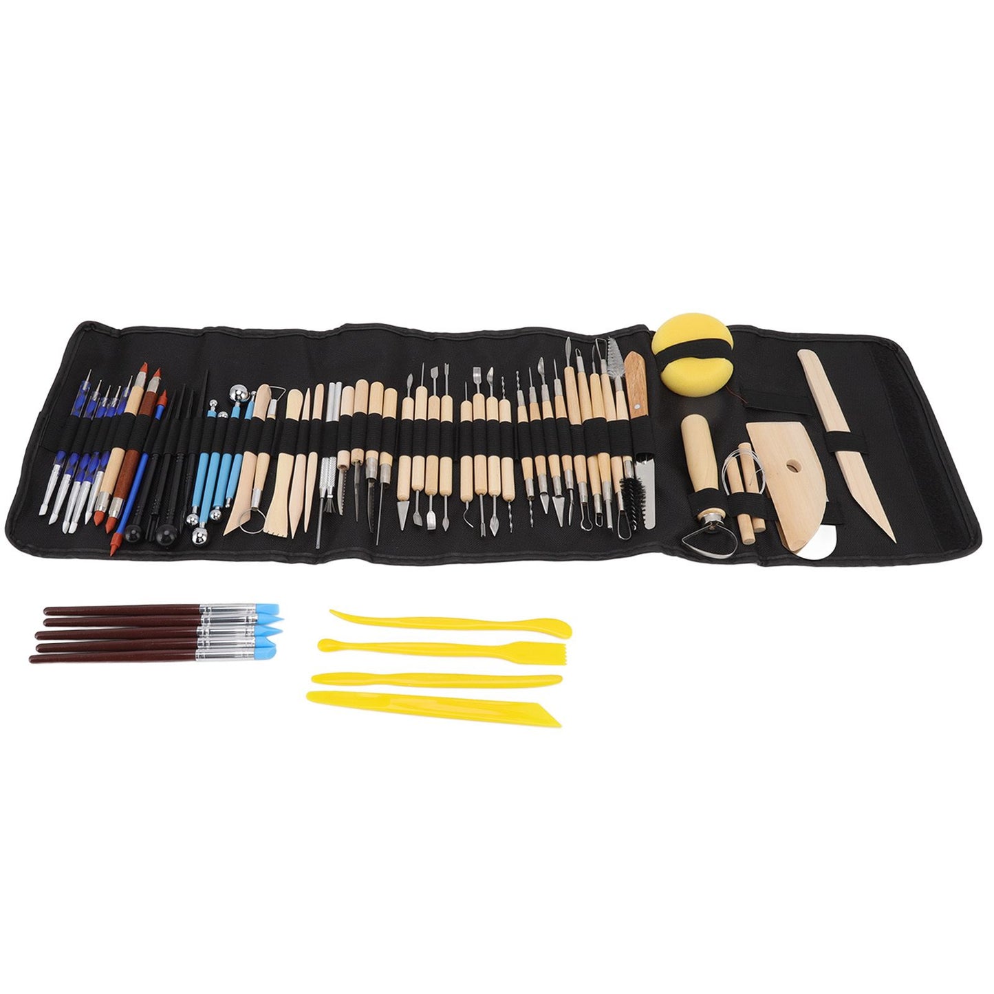 61Pcs Polymer Clay Sculpting Tools Exquisite Versatile Clay Carving Tools with Canvas Bag for Beginners Expert V1294-YM0523-3118220076211
