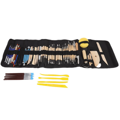 61Pcs Polymer Clay Sculpting Tools Exquisite Versatile Clay Carving Tools with Canvas Bag for Beginners Expert V1294-YM0523-3118220076211
