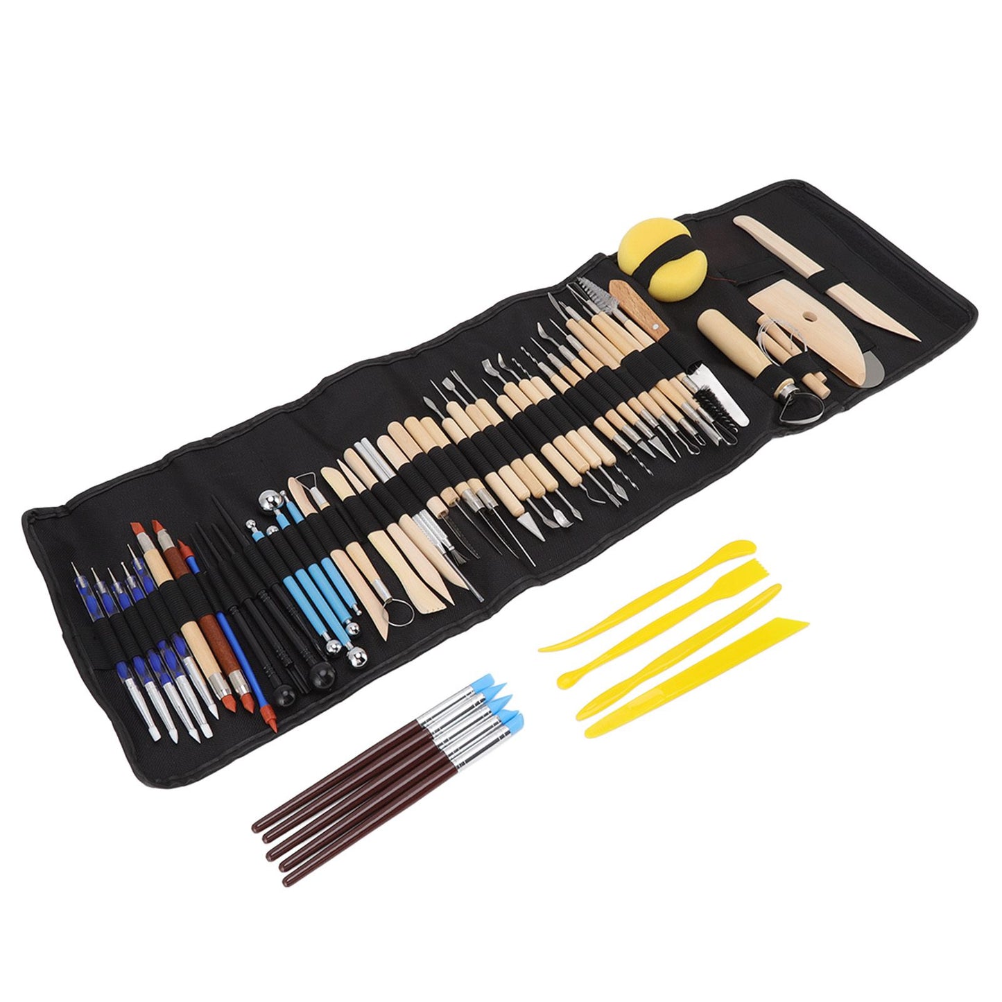 61Pcs Polymer Clay Sculpting Tools Exquisite Versatile Clay Carving Tools with Canvas Bag for Beginners Expert V1294-YM0523-3118220076211