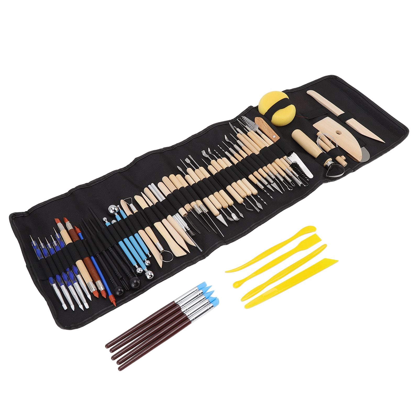 61Pcs Polymer Clay Sculpting Tools Exquisite Versatile Clay Carving Tools with Canvas Bag for Beginners Expert V1294-YM0523-3118220076211
