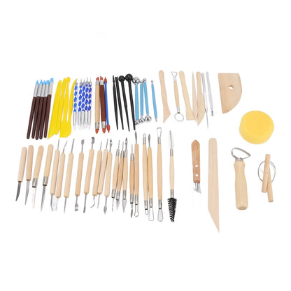 61Pcs Polymer Clay Sculpting Tools Exquisite Versatile Clay Carving Tools with Canvas Bag for Beginners Expert V1294-YM0523-3118220076211