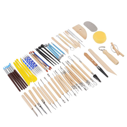 61Pcs Polymer Clay Sculpting Tools Exquisite Versatile Clay Carving Tools with Canvas Bag for Beginners Expert V1294-YM0523-3118220076211