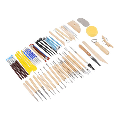 61Pcs Polymer Clay Sculpting Tools Exquisite Versatile Clay Carving Tools with Canvas Bag for Beginners Expert V1294-YM0523-3118220076211