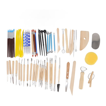 61Pcs Polymer Clay Sculpting Tools Exquisite Versatile Clay Carving Tools with Canvas Bag for Beginners Expert V1294-YM0523-3118220076211