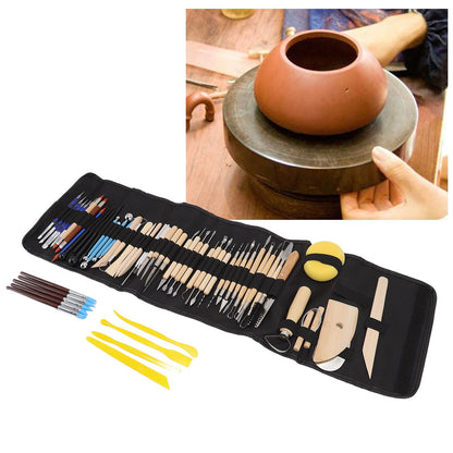 61Pcs Polymer Clay Sculpting Tools Exquisite Versatile Clay Carving Tools with Canvas Bag for Beginners Expert V1294-YM0523-3118220076211