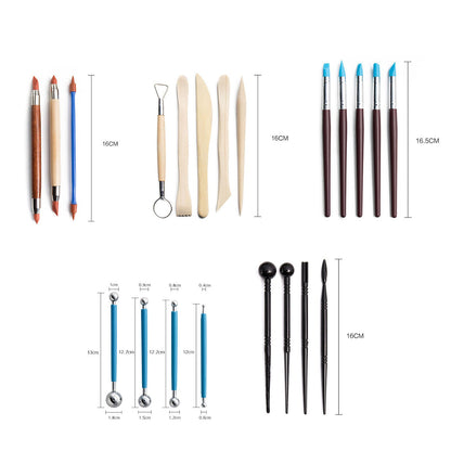 61Pcs Polymer Clay Sculpting Tools Exquisite Versatile Clay Carving Tools with Canvas Bag for Beginners Expert V1294-YM0523-3118220076211