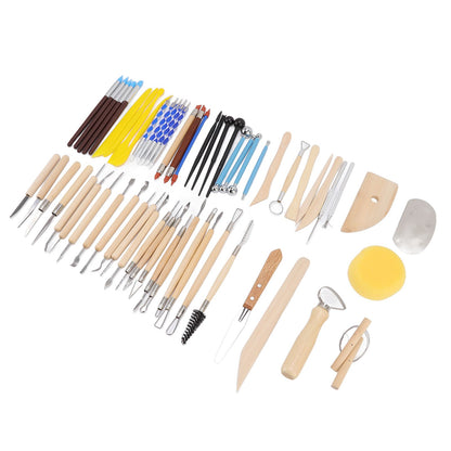 61Pcs Polymer Clay Sculpting Tools Exquisite Versatile Clay Carving Tools with Canvas Bag for Beginners Expert V1294-YM0523-3118220076211