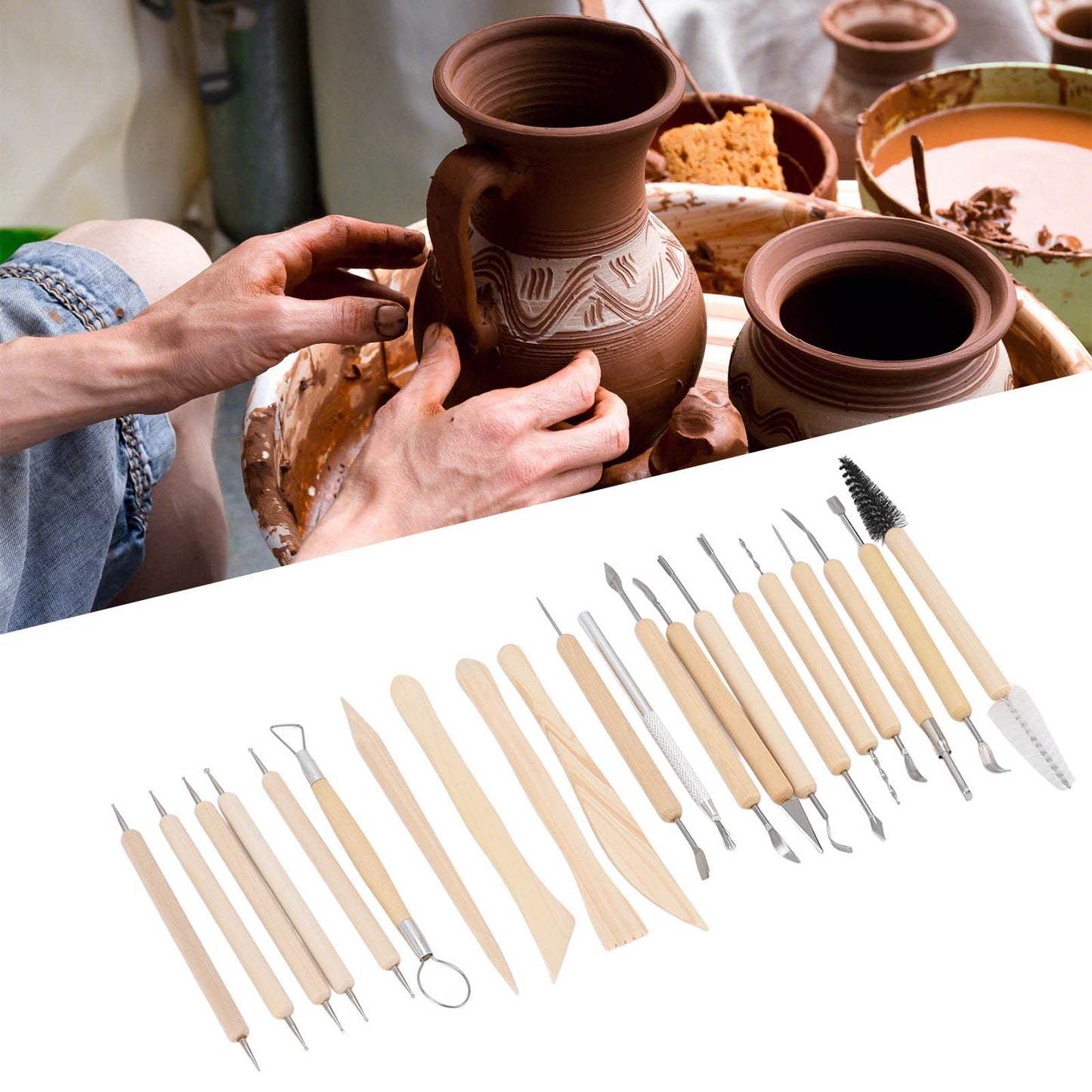 21pcs Polymer Clay Tools Polymer Clay Sculpting Tools with Storage Bag for Beginners Professionals V1294-YM0523-3118220076811