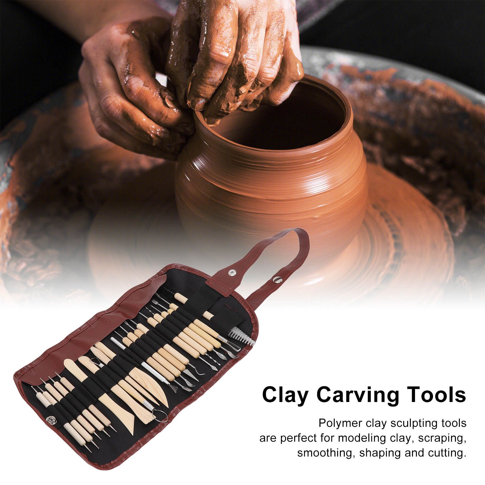 21pcs Polymer Clay Tools Polymer Clay Sculpting Tools with Storage Bag for Beginners Professionals V1294-YM0523-3118220076811
