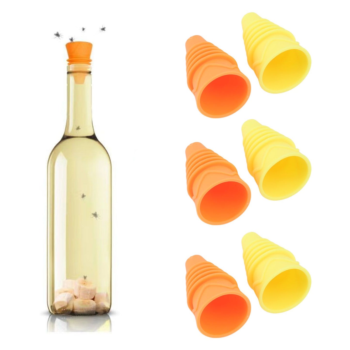 6PCS Fly Trap Funnel Reusable Flexible Silicone Flytrap Funnel Home Garden Kitchen Flytrap for Water Bottles V1294-YM0523-3118220078111