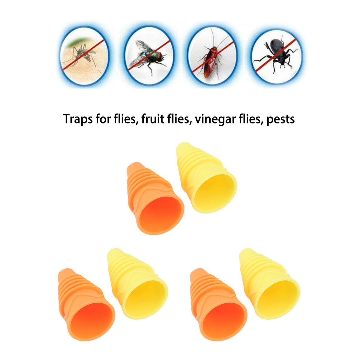 6PCS Fly Trap Funnel Reusable Flexible Silicone Flytrap Funnel Home Garden Kitchen Flytrap for Water Bottles V1294-YM0523-3118220078111