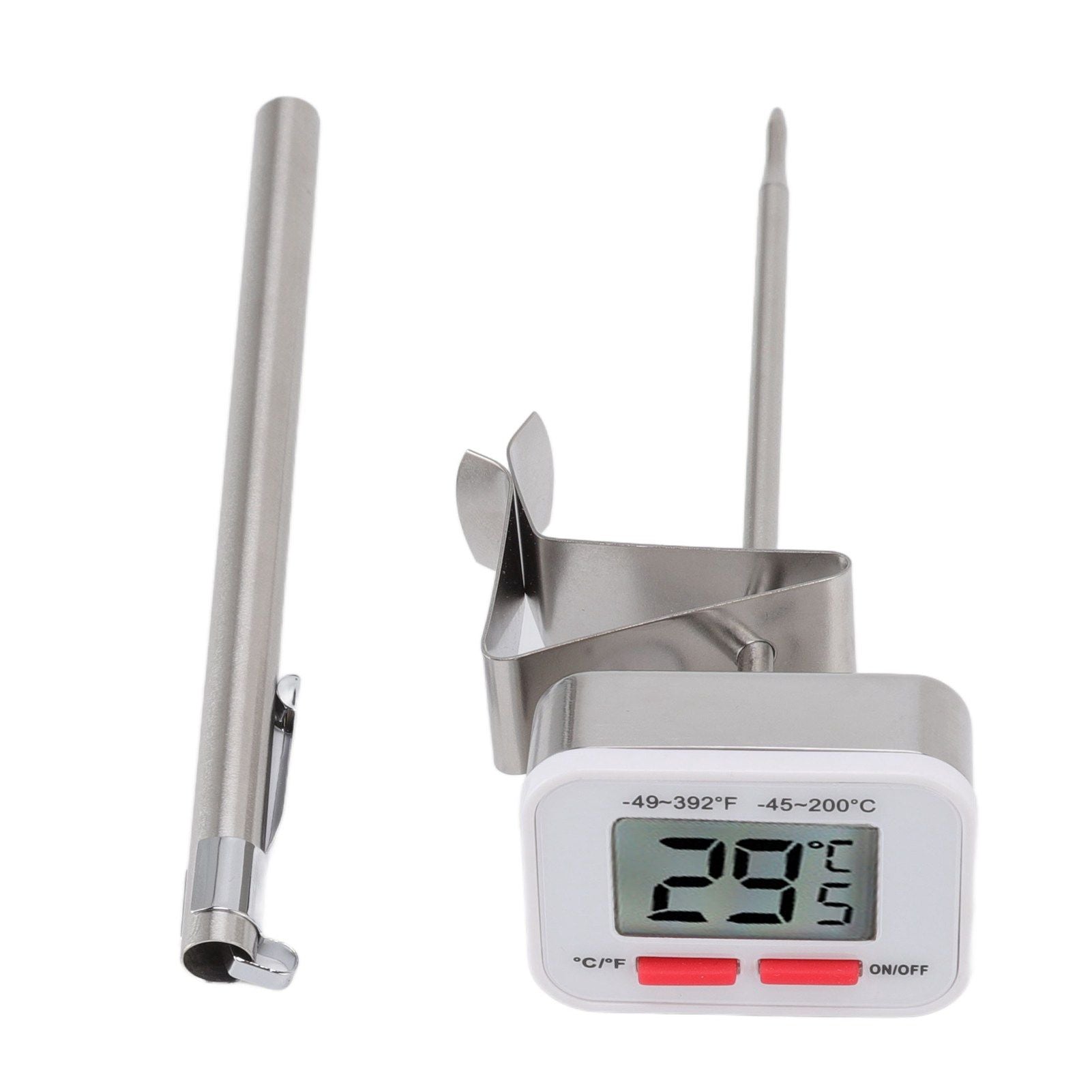 Food Thermometer Regulable Clip Large Display Screen Detachable Stainless Steel White Kitchen Thermometer V1294-YM0523-3118220079611
