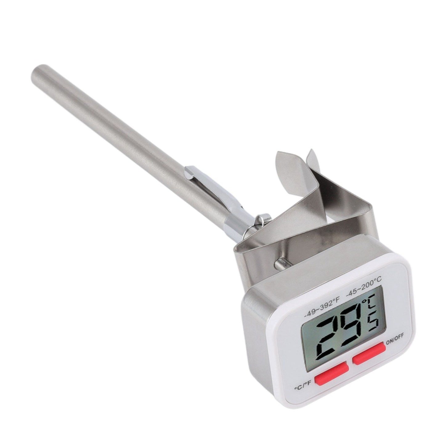 Food Thermometer Regulable Clip Large Display Screen Detachable Stainless Steel White Kitchen Thermometer V1294-YM0523-3118220079611