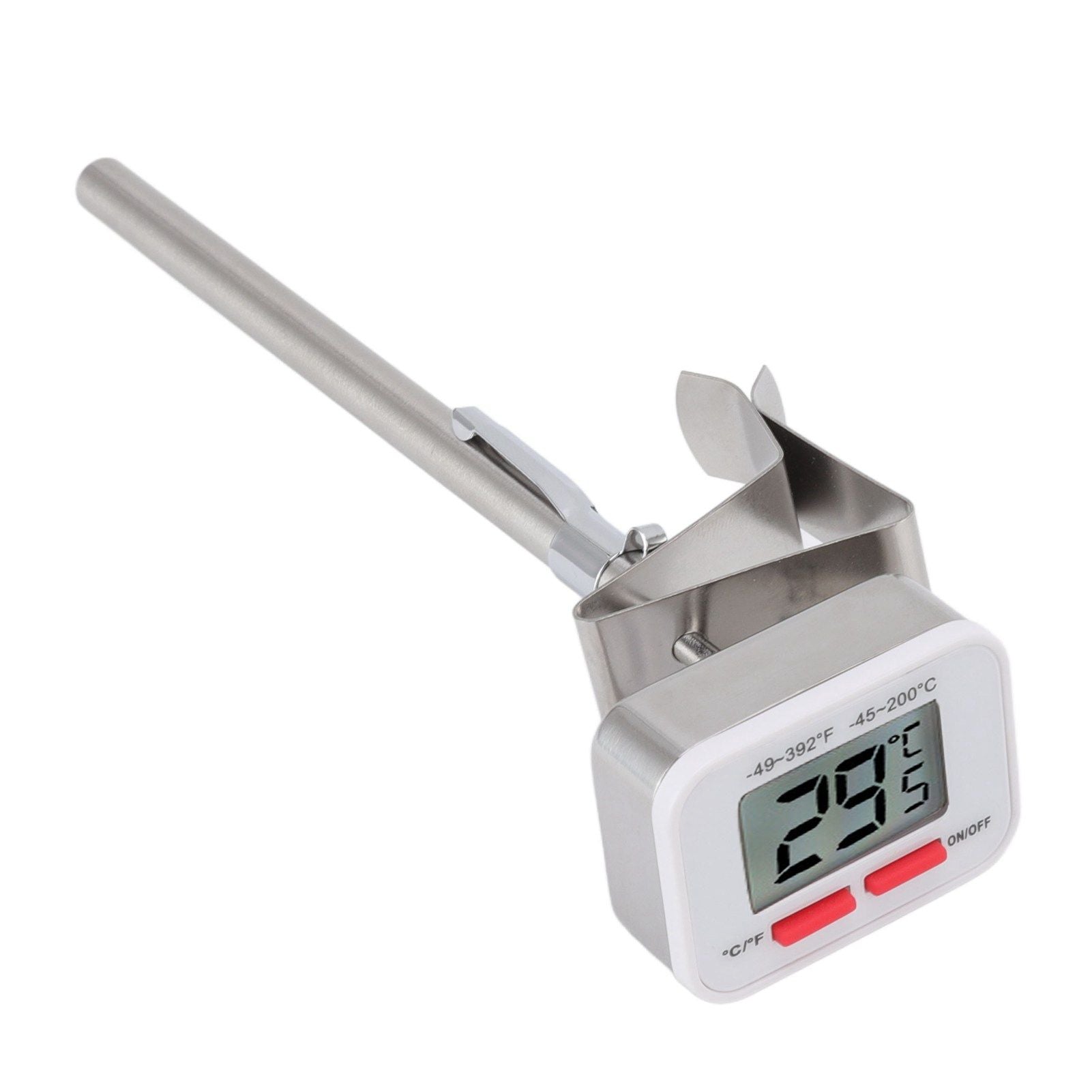 Food Thermometer Regulable Clip Large Display Screen Detachable Stainless Steel White Kitchen Thermometer V1294-YM0523-3118220079611