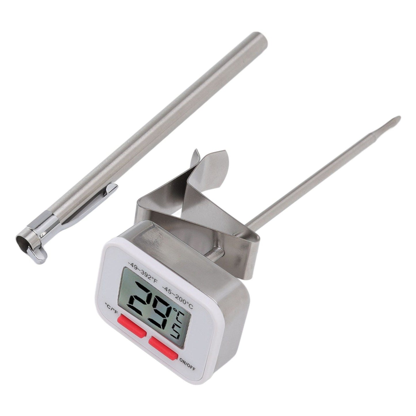 Food Thermometer Regulable Clip Large Display Screen Detachable Stainless Steel White Kitchen Thermometer V1294-YM0523-3118220079611