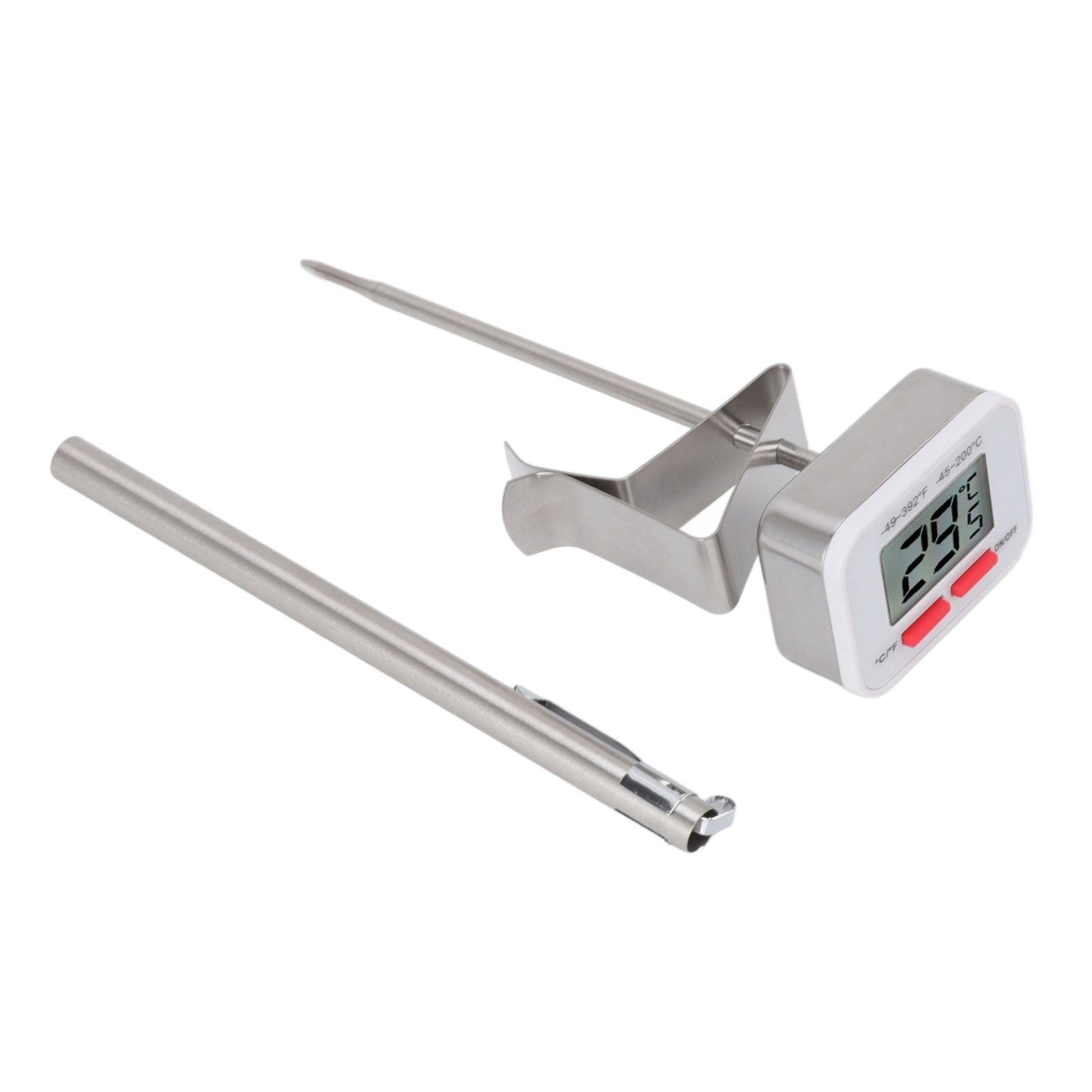 Food Thermometer Regulable Clip Large Display Screen Detachable Stainless Steel White Kitchen Thermometer V1294-YM0523-3118220079611