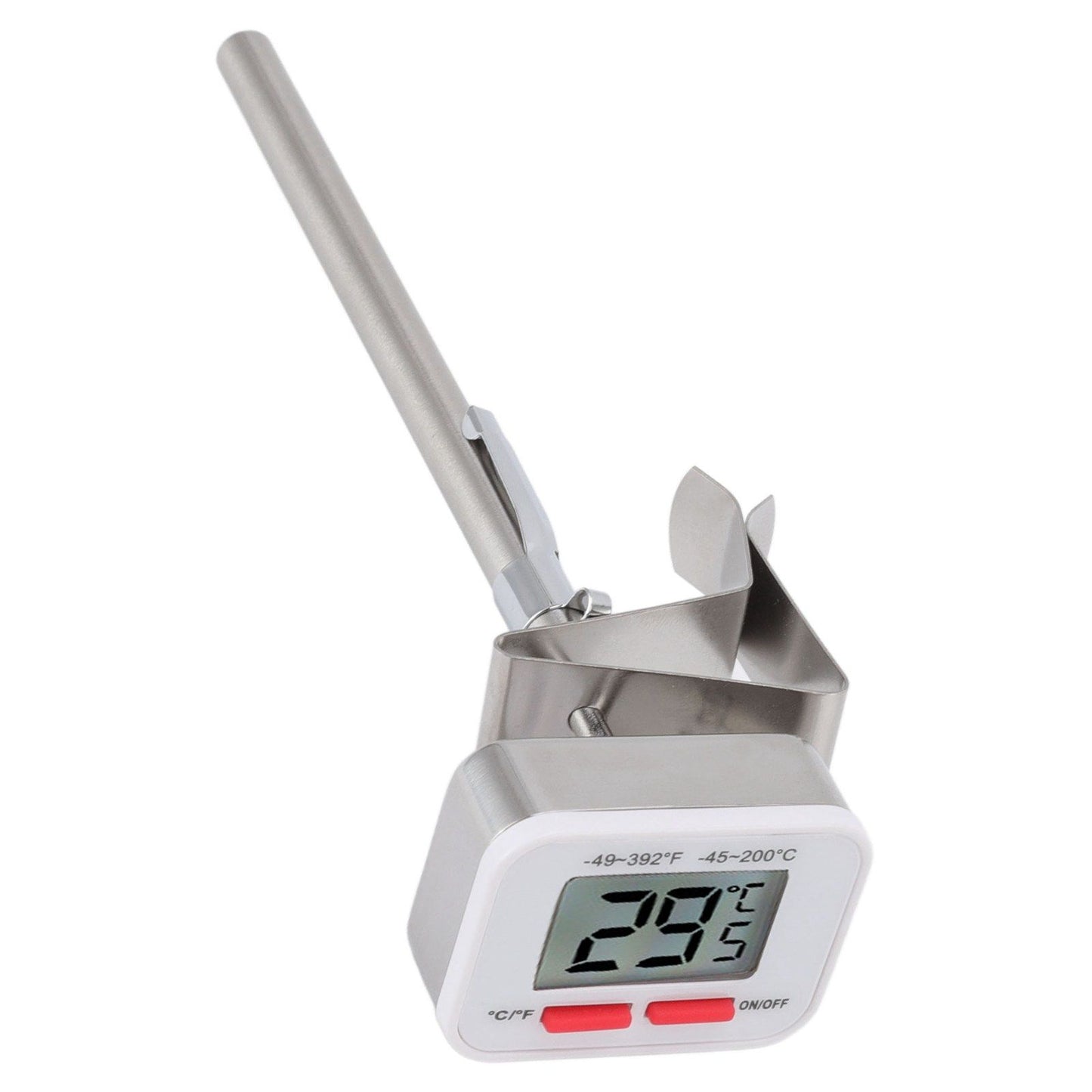Food Thermometer Regulable Clip Large Display Screen Detachable Stainless Steel White Kitchen Thermometer V1294-YM0523-3118220079611
