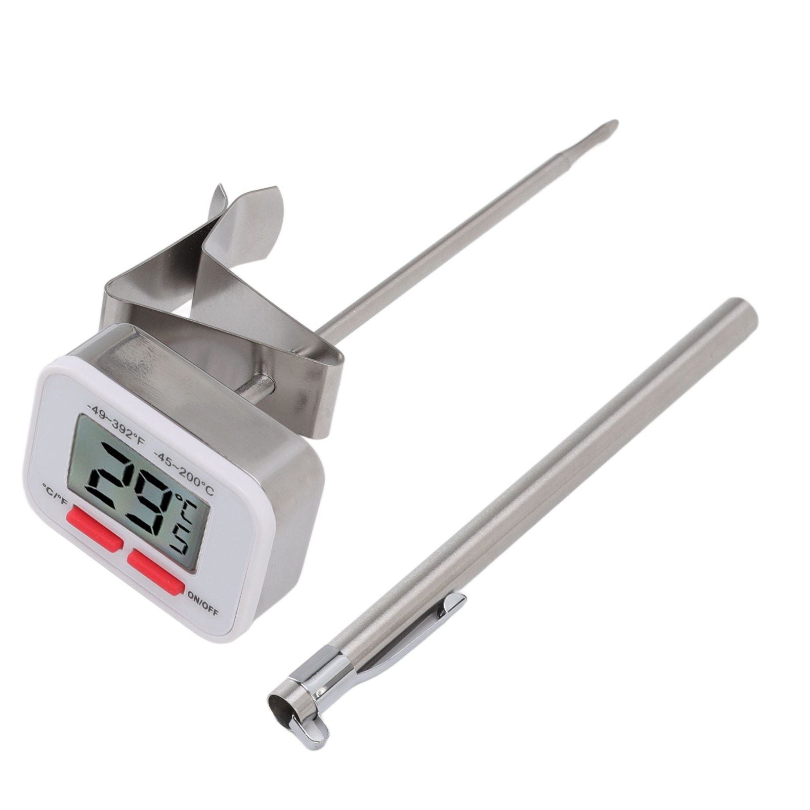 Food Thermometer Regulable Clip Large Display Screen Detachable Stainless Steel White Kitchen Thermometer V1294-YM0523-3118220079611