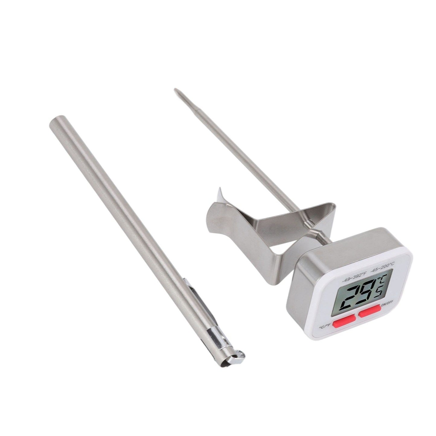 Food Thermometer Regulable Clip Large Display Screen Detachable Stainless Steel White Kitchen Thermometer V1294-YM0523-3118220079611