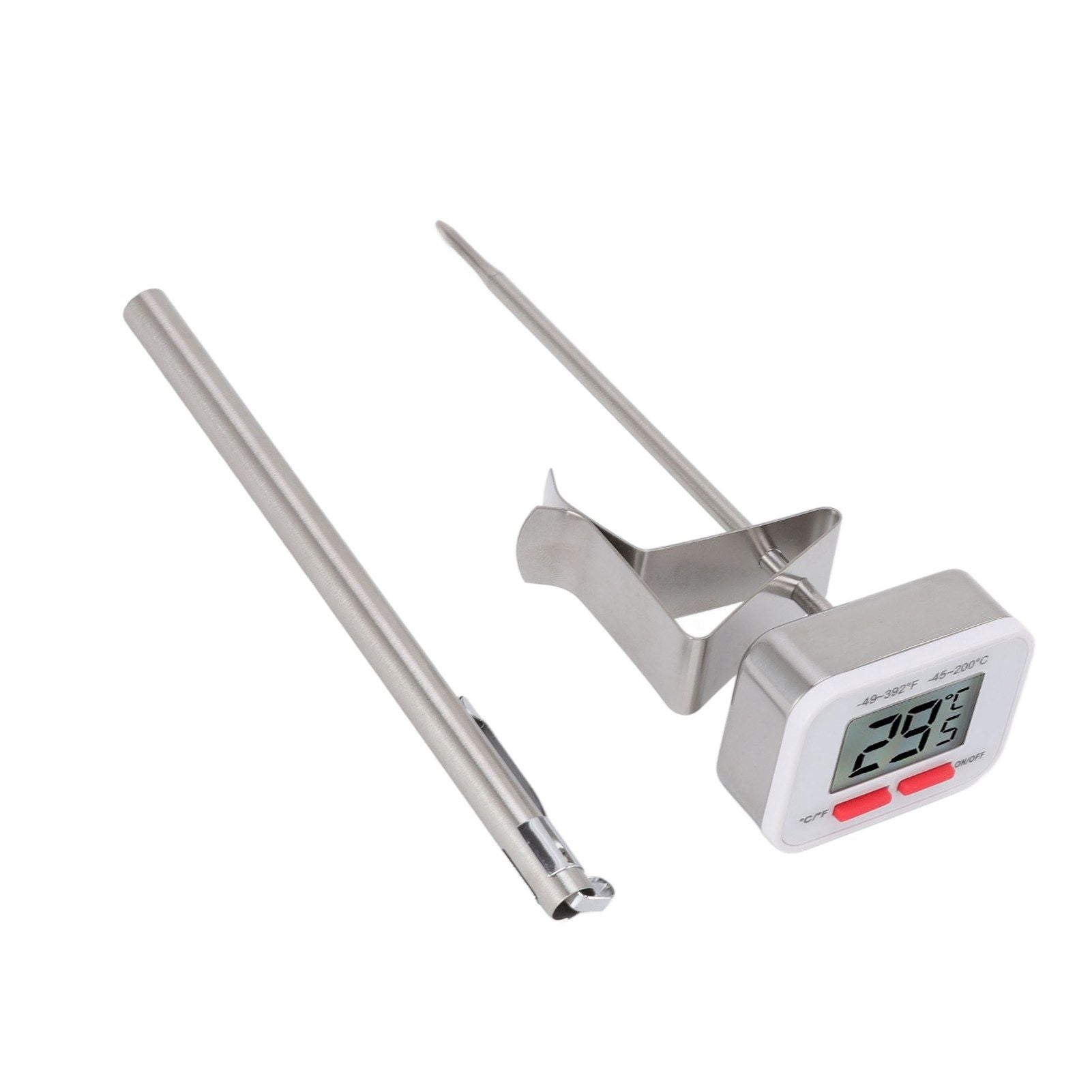 Food Thermometer Regulable Clip Large Display Screen Detachable Stainless Steel White Kitchen Thermometer V1294-YM0523-3118220079611