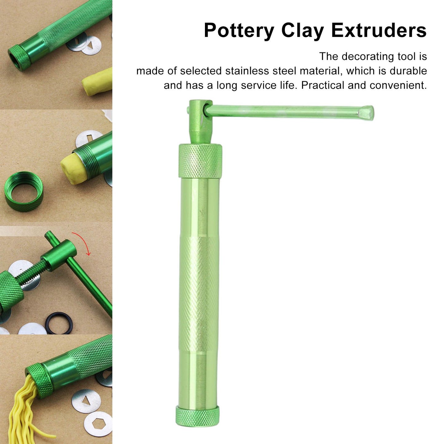 Sugar Paste Extruder Pottery Clay Extruders Cake Fondant Decorating Tool Set with Interchangeable Discs for V1294-YM0523-3118220083011