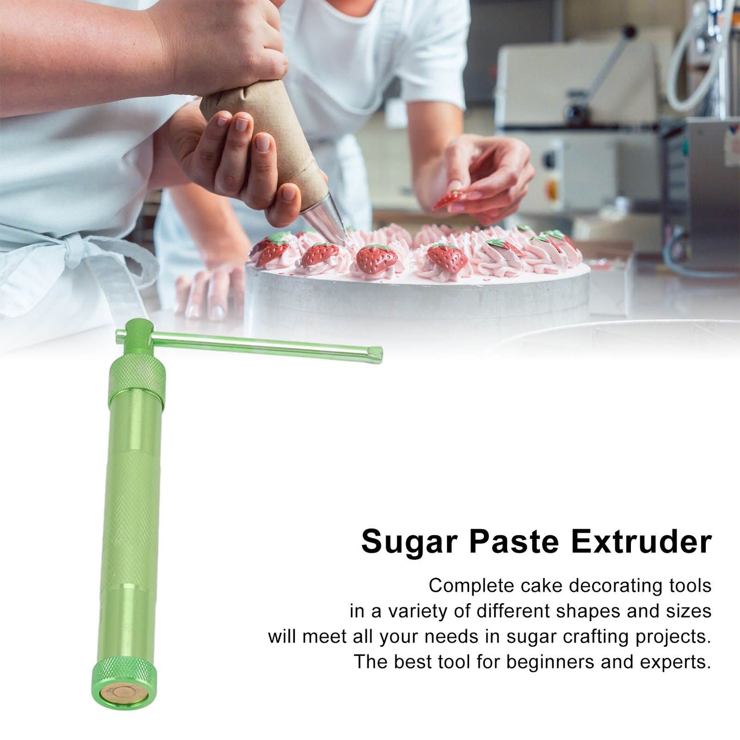 Sugar Paste Extruder Pottery Clay Extruders Cake Fondant Decorating Tool Set with Interchangeable Discs for V1294-YM0523-3118220083011