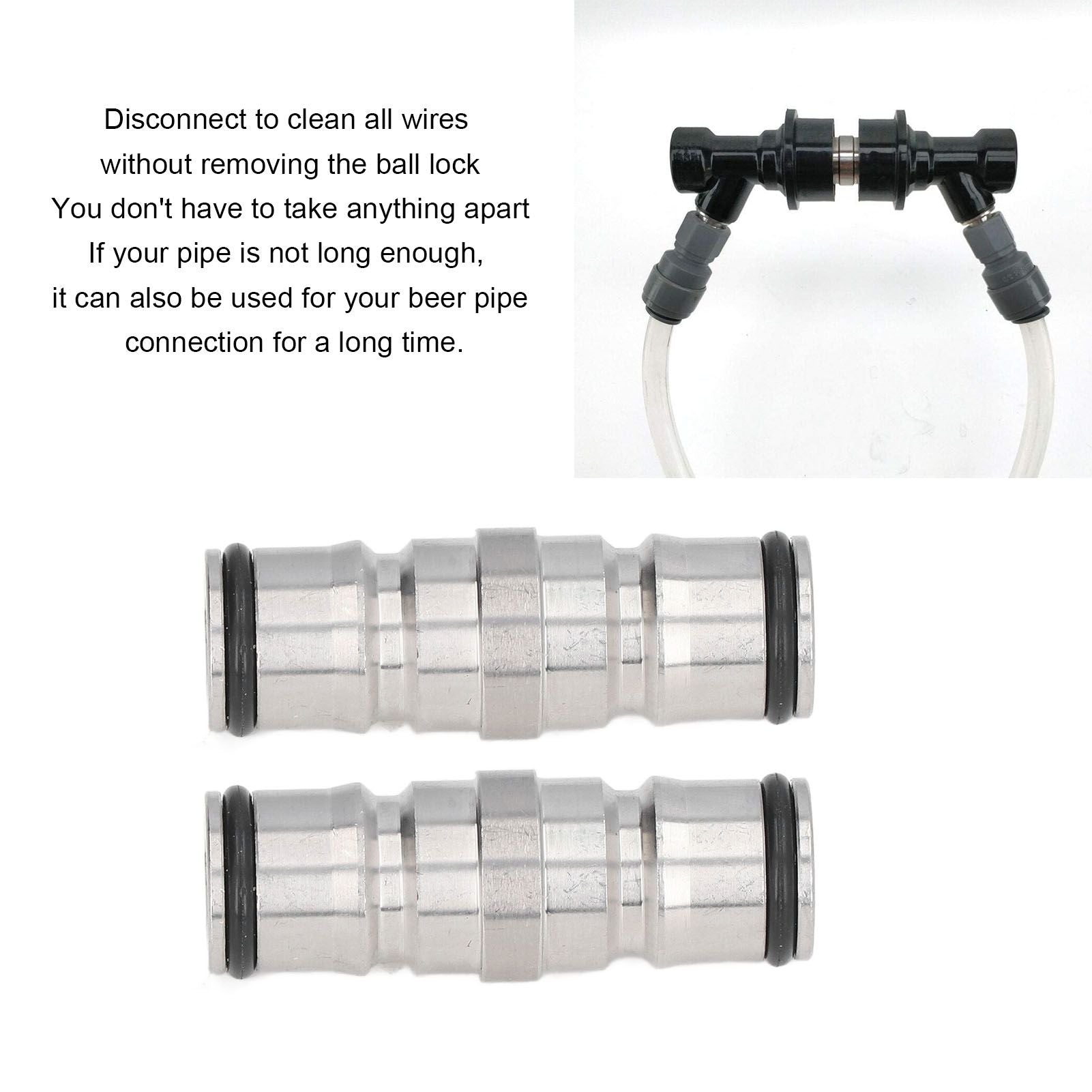 2 Pcs Homebrew Beer Keg Ball Lock Post Connector Stainless Steel Durable Quick Ball Lock Connector V1294-YM0523-3118220084011