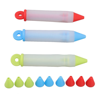 3 Set Cake Decorating Pen Tool Kit Food Grade Silicone Detachable DIY Cake Icing Pen with 12 Patterns for V1294-YM0523-3118220085411