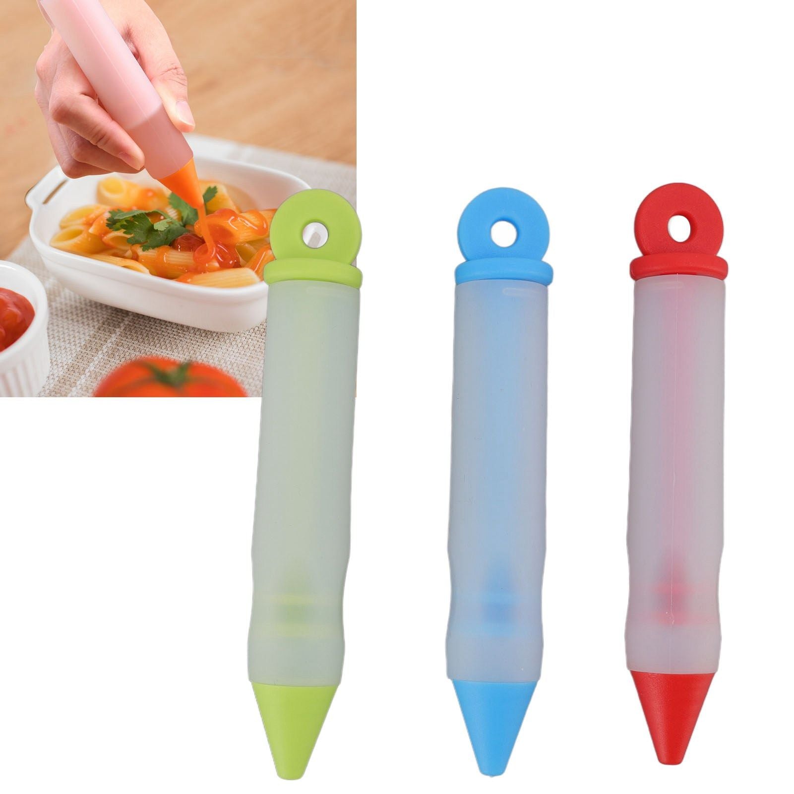3 Set Cake Decorating Pen Tool Kit Food Grade Silicone Detachable DIY Cake Icing Pen with 12 Patterns for V1294-YM0523-3118220085411