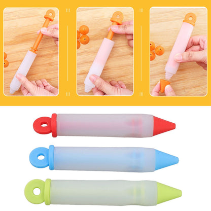 3 Set Cake Decorating Pen Tool Kit Food Grade Silicone Detachable DIY Cake Icing Pen with 12 Patterns for V1294-YM0523-3118220085411