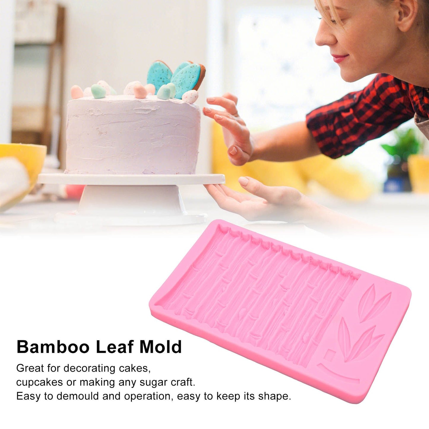 Chinese Style Bamboo Leaf Silicone Mold Bamboo Pattern Baking Mould for DIY Cake Fondant Chocolate V1294-YM0523-3118220086211