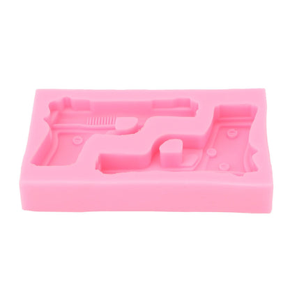 3D Weapon Shape Silicone Molds Pistol Shaped Baking Molds for Making Cake Chocolate Candy Crafting Pink V1294-YM0523-3118220086611