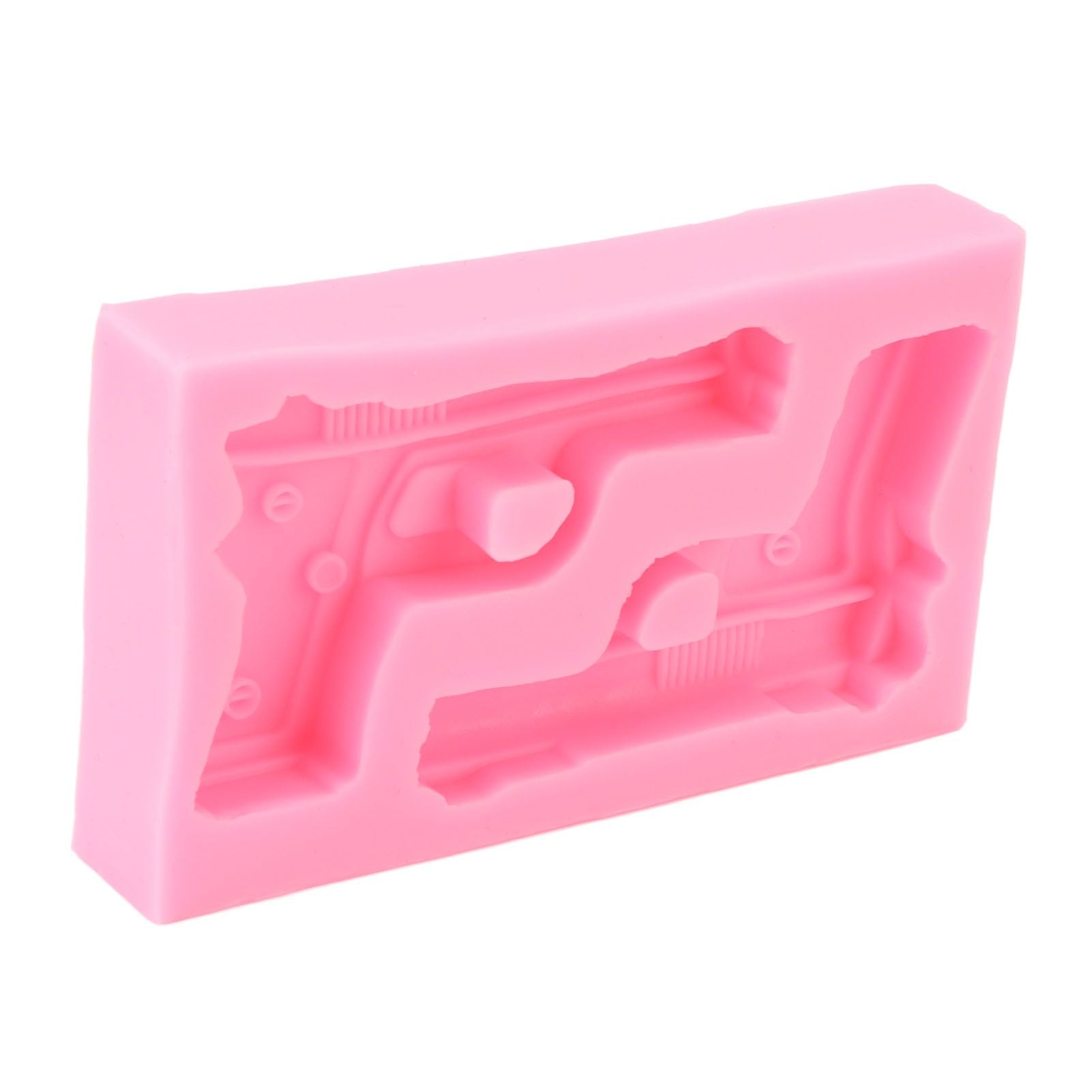 3D Weapon Shape Silicone Molds Pistol Shaped Baking Molds for Making Cake Chocolate Candy Crafting Pink V1294-YM0523-3118220086611