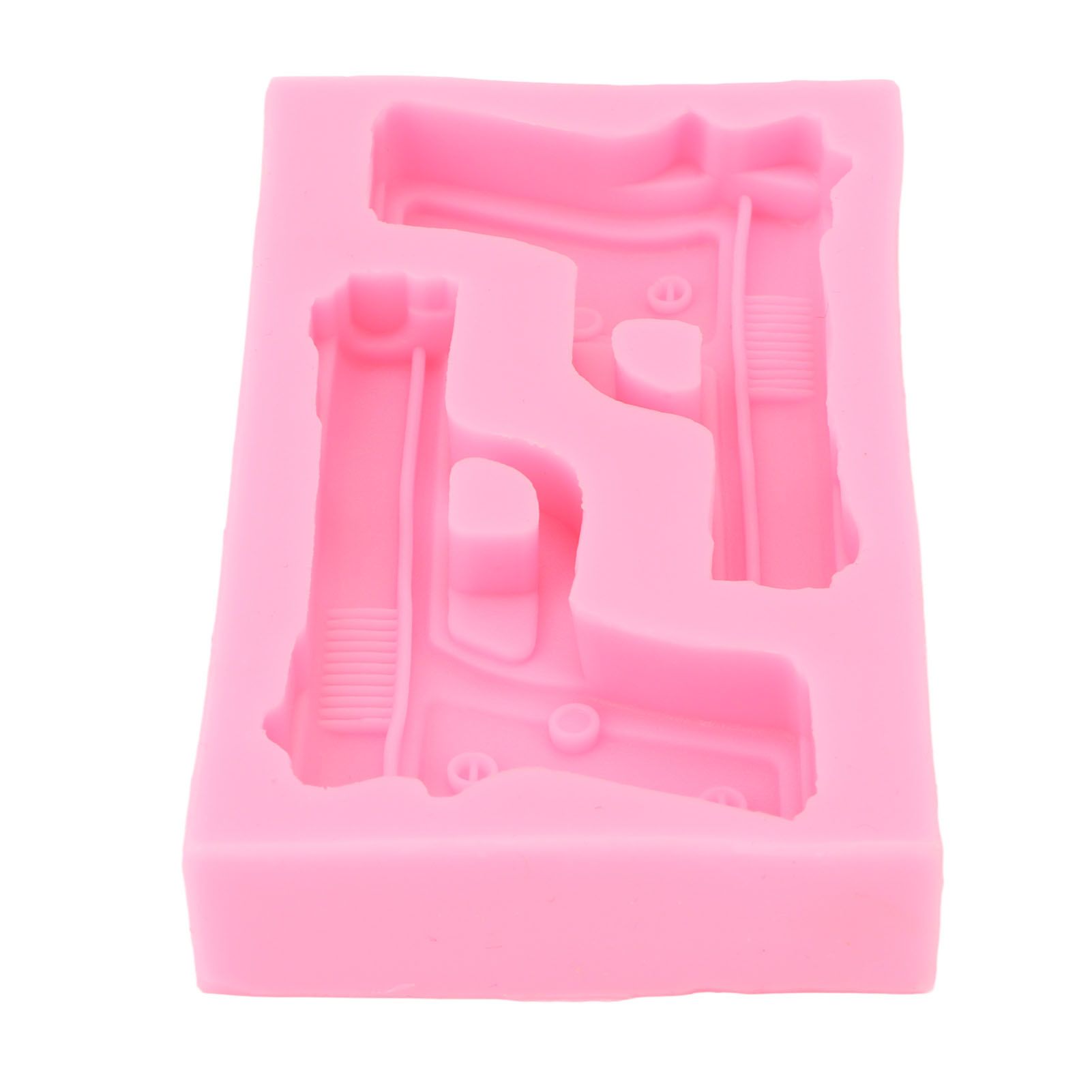 3D Weapon Shape Silicone Molds Pistol Shaped Baking Molds for Making Cake Chocolate Candy Crafting Pink V1294-YM0523-3118220086611