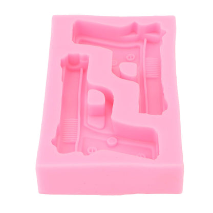 3D Weapon Shape Silicone Molds Pistol Shaped Baking Molds for Making Cake Chocolate Candy Crafting Pink V1294-YM0523-3118220086611