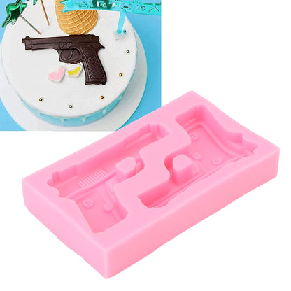 3D Weapon Shape Silicone Molds Pistol Shaped Baking Molds for Making Cake Chocolate Candy Crafting Pink V1294-YM0523-3118220086611