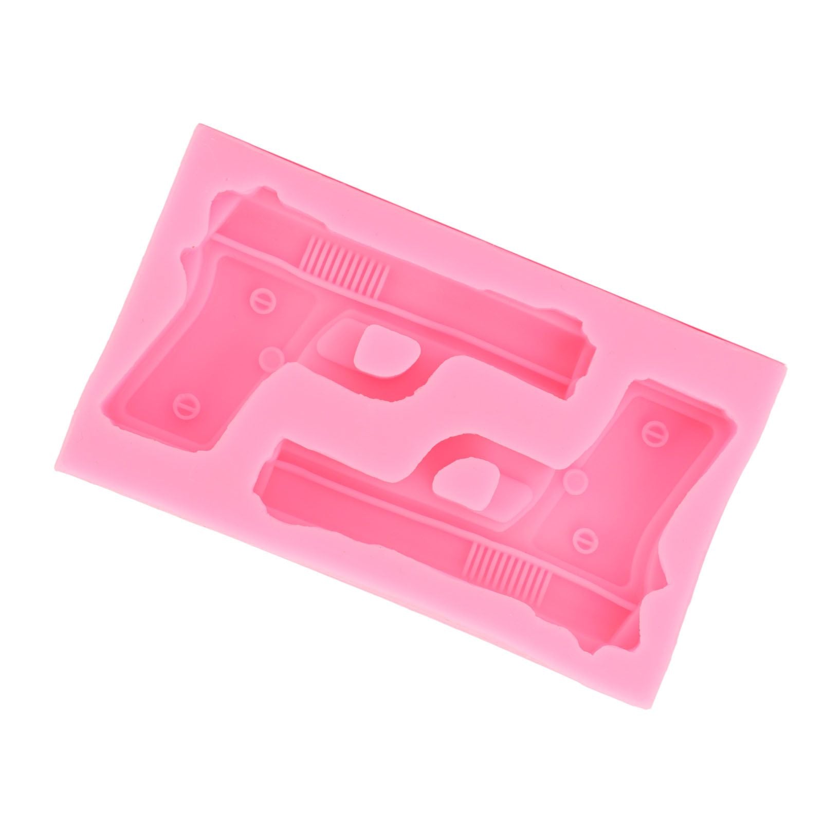 3D Weapon Shape Silicone Molds Pistol Shaped Baking Molds for Making Cake Chocolate Candy Crafting Pink V1294-YM0523-3118220086611