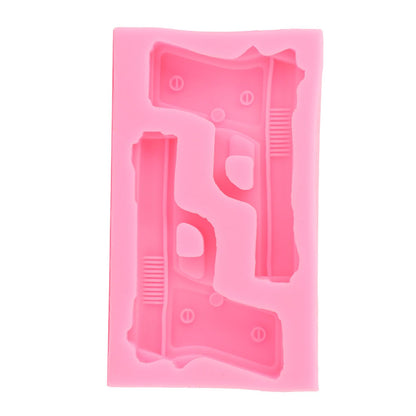 3D Weapon Shape Silicone Molds Pistol Shaped Baking Molds for Making Cake Chocolate Candy Crafting Pink V1294-YM0523-3118220086611
