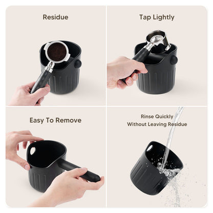 Coffee Grounds Bucket Portable ABS Coffee Knock Box with Skid Resistance Rubber Mat for Home Cafe Bar V1294-YM0523-3118220089211