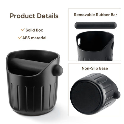 Coffee Grounds Bucket Portable ABS Coffee Knock Box with Skid Resistance Rubber Mat for Home Cafe Bar V1294-YM0523-3118220089211