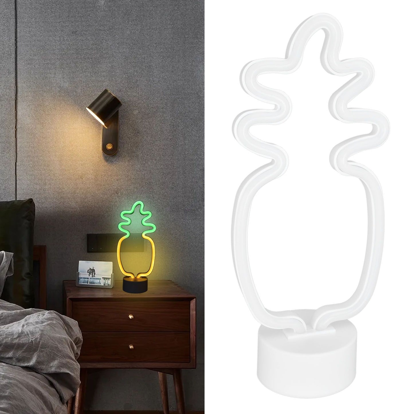 Neon Night Light Battery Powered Removable Base 20000 Hours Lamp Life Green Warm Light for Home V1294-YM0523-3119210181111