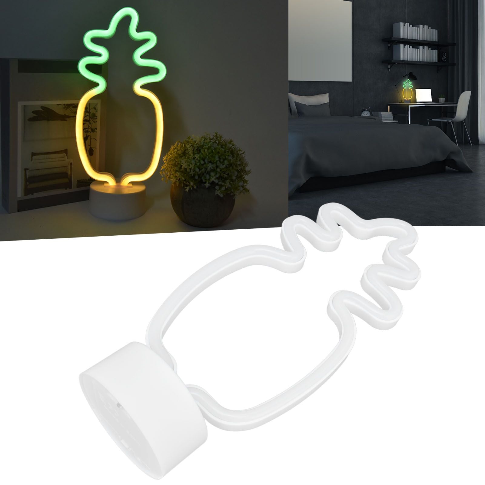 Neon Night Light Battery Powered Removable Base 20000 Hours Lamp Life Green Warm Light for Home V1294-YM0523-3119210181111