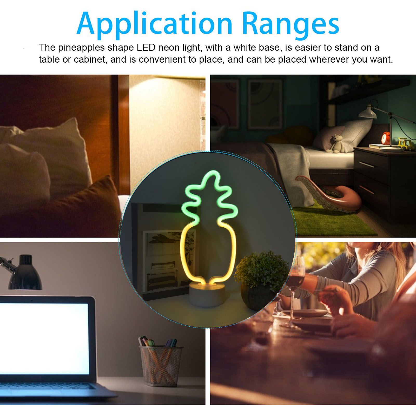 Neon Night Light Battery Powered Removable Base 20000 Hours Lamp Life Green Warm Light for Home V1294-YM0523-3119210181111