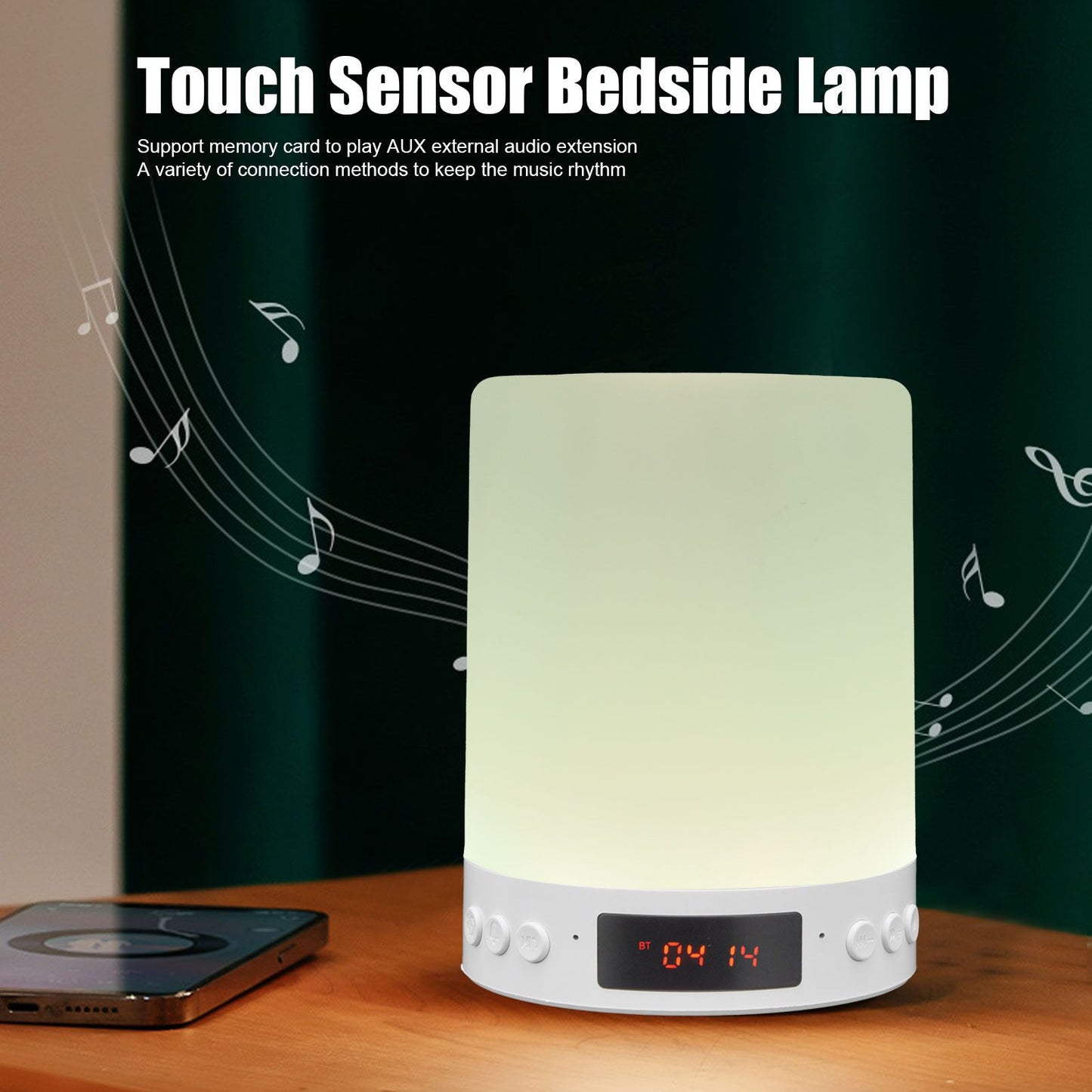 Night Light Bluetooth Speaker Portable Wireless Colorful Pattern 3 Speed Dimming Bedside Music Table Lamp V1294-YM0523-3119210184411