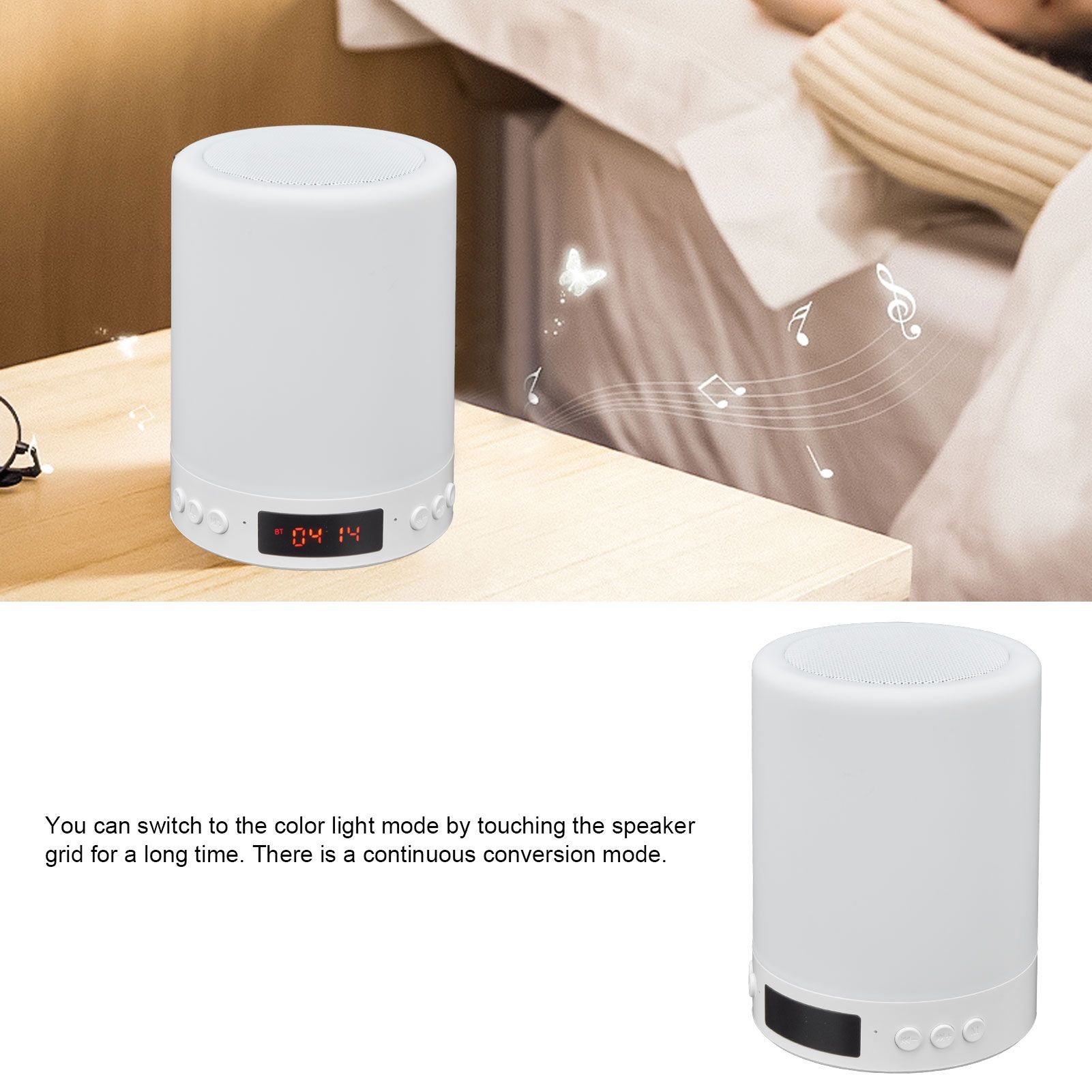 Night Light Bluetooth Speaker Portable Wireless Colorful Pattern 3 Speed Dimming Bedside Music Table Lamp V1294-YM0523-3119210184411